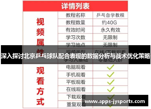 深入探讨北京乒乓球队配合表现的数据分析与战术优化策略